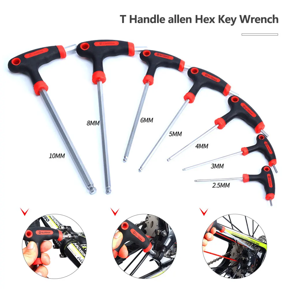 7 Pieces T-Handle Hex Key Wrench Ball End Allen Hex Key Wrench Spanner Hand Tool Set 2.5mm-10mm For Auto Bike Motorcycle Reapair
7 Pieces T-Handle Hex Key Wrench Ball End Allen Hex Key Wrench Spanner Hand Tool Set 2.5mm-10mm For Auto Bike Motorcycle Reapair