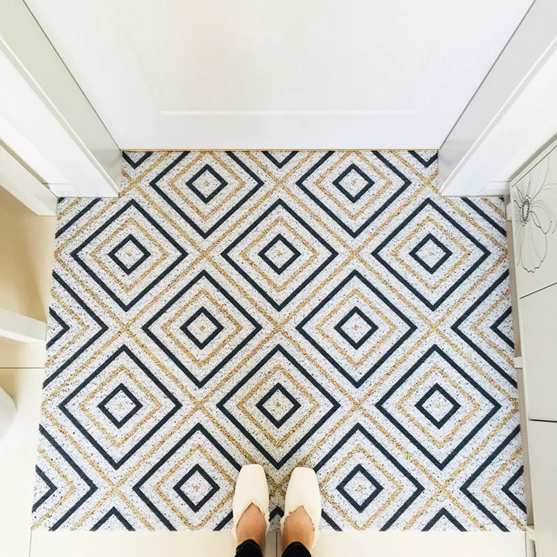 Simple printed pvc can be cut home corridor entrance door mat dust removal carpet floor kitchen bathroom non-slip rug washable | Дом и сад
