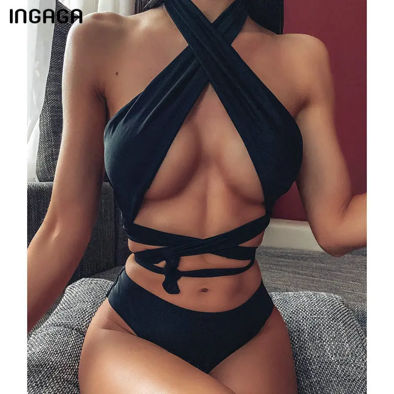 INGAGA 2020 Cross Bandage One Piece Swimsuit High Cut Swimsuit Fused Solid Halter Swimwear Women Ruched Maillot de bain femme
INGAGA 2020 Cross Bandage One Piece Swimsuit High Cut Swimsuit Fused Solid Halter Swimwear Women Ruched Maillot de bain femme