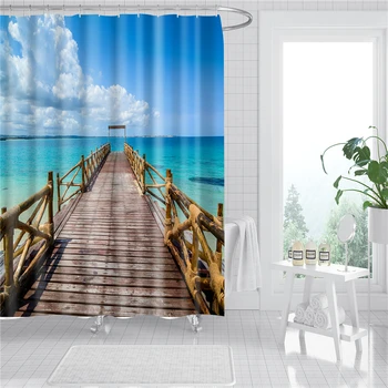 Waterproof Seascape Shower Curtain Polyester Forest River Printing Bath Screen 180x180cm Large 3D Curtain for Bathroom DW186
Waterproof Seascape Shower Curtain Polyester Forest River Printing Bath Screen 180x180cm Large 3D Curtain for Bathroom DW186