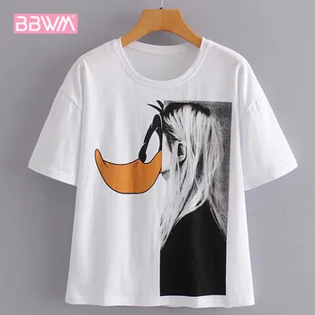 Simple Sweet Character Duckbill Printed Short-sleeved Loose Women's T-shirt Summer Wild Round Neck Harajuku Chic Women's Tops
Simple Sweet Character Duckbill Printed Short-sleeved Loose Women's T-shirt Summer Wild Round Neck Harajuku Chic Women's Tops