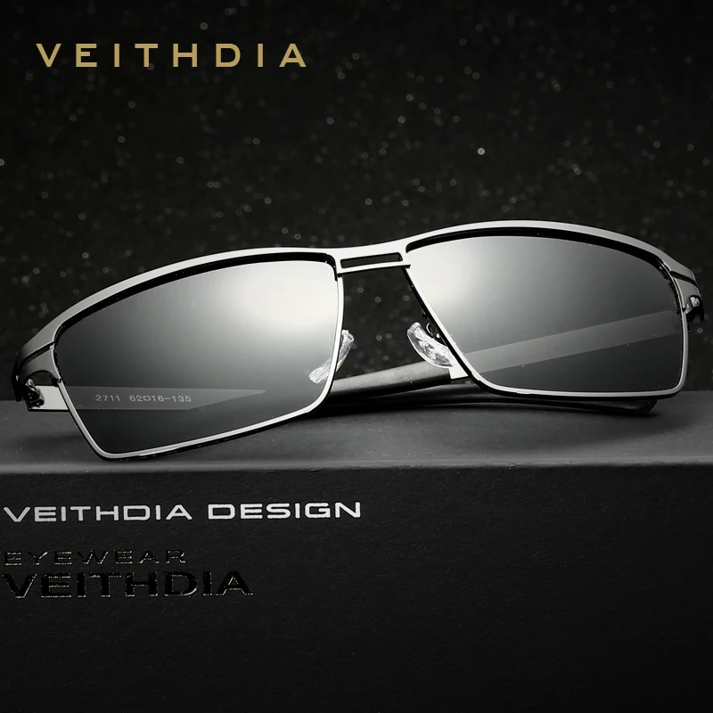 Мужские солнцезащитные очки VEITHDIA поляризационные из нержавеющей стали для