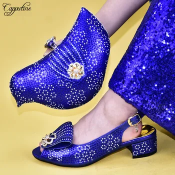 Hot sale party set royal blue medium heel sandal shoes matching with evening handbag set 111-2 Heel Height 4.5CM
Hot sale party set royal blue medium heel sandal shoes matching with evening handbag set 111-2 Heel Height 4.5CM