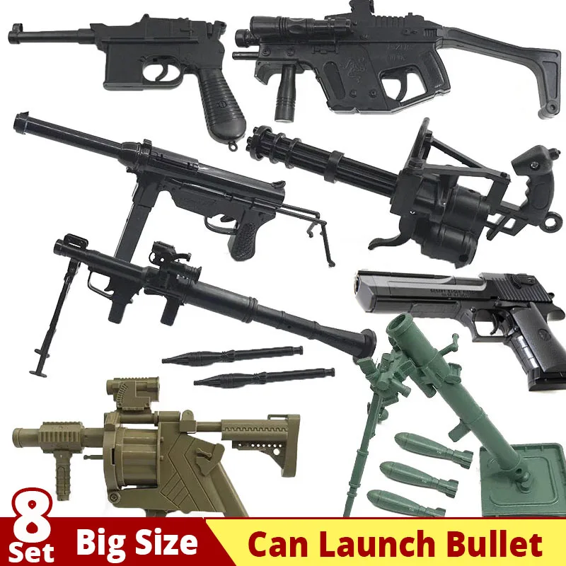 8Set Can Launch Bullet Gun Model Cannon Rocket Assembling Toys Gatlin Building Construction Mortar Military Decoration Gift 
8Set Can Launch Bullet Gun Model Cannon Rocket Assembling Toys Gatlin Building Construction Mortar Military Decoration Gift