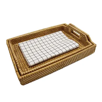 Hand-Woven Rattan Rectangular Serving Tray with Handles for Breakfast Drinks Snack for Coffee Table
Hand-Woven Rattan Rectangular Serving Tray with Handles for Breakfast Drinks Snack for Coffee Table