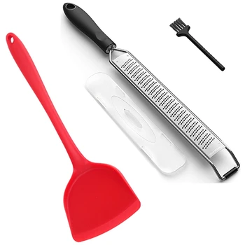 1 Pcs Non-Stick Long Handle Spatula Silicone Red & 1pcs Cheese Grater Stainless Steel Kitchen Tool
1 Pcs Non-Stick Long Handle Spatula Silicone Red & 1pcs Cheese Grater Stainless Steel Kitchen Tool
