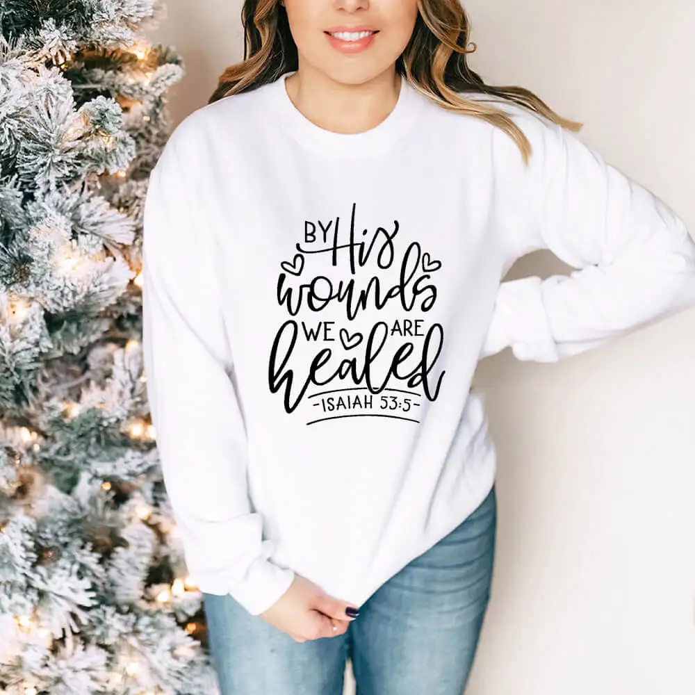 By His Wounds We Are Healed 100%Cotton Printed Women's Sweatshirts Faith Top Christian Casual O-Neck Pullovers Long Sleeve Tops
By His Wounds We Are Healed 100%Cotton Printed Women's Sweatshirts Faith Top Christian Casual O-Neck Pullovers Long Sleeve Tops