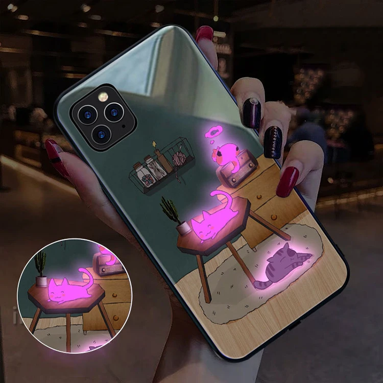 Call Flash Mobile Phone Case for IPhone 11 12 Pro XS MAX SE 6 6S 7 8 Plus XR X S LED Cats Light Color Change Shockproof Cover | Мобильные