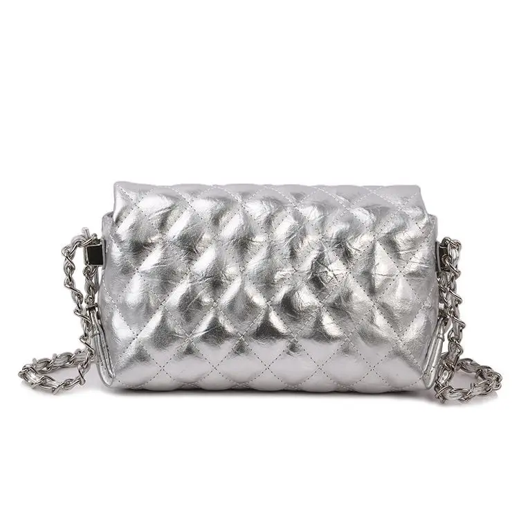 Summer Small Bag 2018 New Style Silver Surface Versatile Fashion Genuine Leather Graceful Rhombus Bag with Chain Shoulder Obliqu
Summer Small Bag 2018 New Style Silver Surface Versatile Fashion Genuine Leather Graceful Rhombus Bag with Chain Shoulder Obliqu