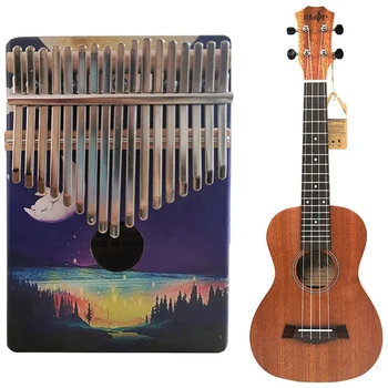 SEWS-1 Set 17 Keys Thumb Piano with Study Finger Piano Mbira Gifts & 1 Pcs 21 Inch Ukulele Soprano Beginner Ukulele Guitar 
SEWS-1 Set 17 Keys Thumb Piano with Study Finger Piano Mbira Gifts & 1 Pcs 21 Inch Ukulele Soprano Beginner Ukulele Guitar