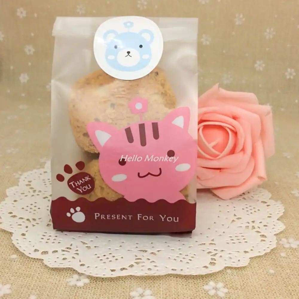 50pcs biscuit cookie bag baking packs bakery bags fashion cute
