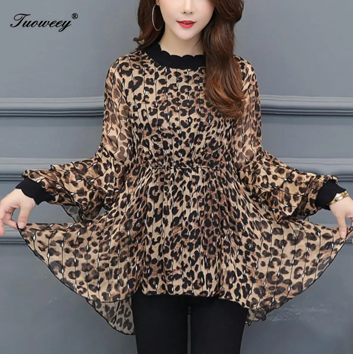 New Arrival Fashion autumn long sleeve ruffle leopard long Shirt Female loose Plus Size elegant plus size 6XL Blouse
New Arrival Fashion autumn long sleeve ruffle leopard long Shirt Female loose Plus Size elegant plus size 6XL Blouse