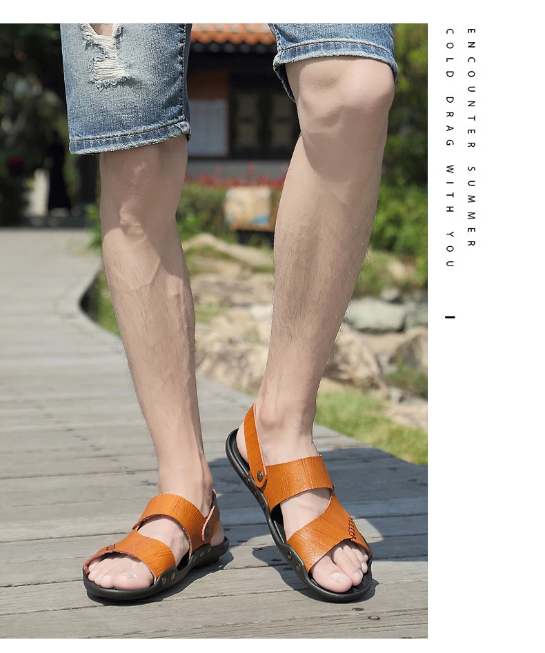 Sandały męskie zrobione ze skóry przezroczyste, rzymskie letnie buty - Sandalias Cuero Hombre Sandalia Rasteira Homme Sandale Ete - Wianko - 17