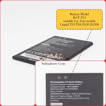 Battery suitable for Acer-mobile Liquid T03 T04 Z630 Z630S with Battery Model BAT-T11
Battery suitable for Acer-mobile Liquid T03 T04 Z630 Z630S with Battery Model BAT-T11