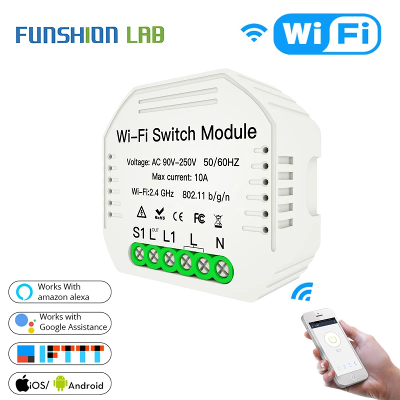 2 Way Wifi Smart Light Switch Diy Relay Module Smart Life/Tuya APP Wireless Remote Control Works with Alexa Echo Google Home
2 Way Wifi Smart Light Switch Diy Relay Module Smart Life/Tuya APP Wireless Remote Control Works with Alexa Echo Google Home