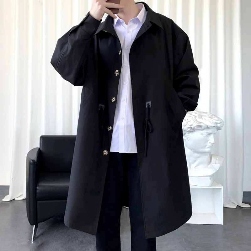Длинная куртка для мужчин модная ветровка в стиле Харадзюку на весну и осень 2021