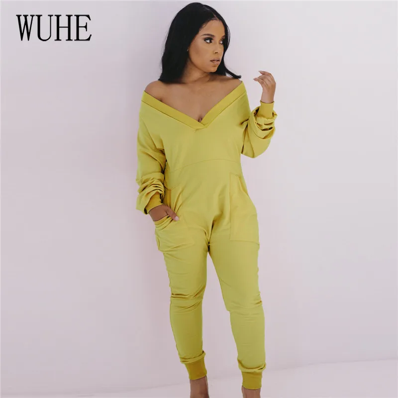 WUHE Long Sleeve Women Jumpsuits Autumn Sexy Deep V Neck High Waist Loose Ankle Length Pants with Pockets Casual Home Wear
WUHE Long Sleeve Women Jumpsuits Autumn Sexy Deep V Neck High Waist Loose Ankle Length Pants with Pockets Casual Home Wear