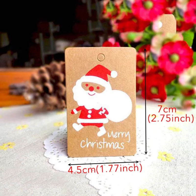 50pcs merry christmas kraft paper gift tags santa