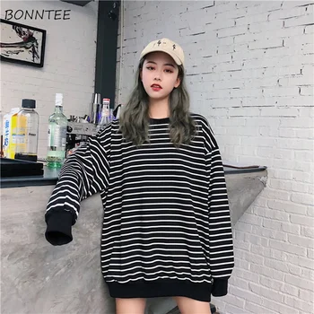 Hoodies Women O-Neck Retro Chic Striped Loose Korean Style Sweatshirt Simple Soft Long Sleeve Pullovers Womens Kawaii All-match
Hoodies Women O-Neck Retro Chic Striped Loose Korean Style Sweatshirt Simple Soft Long Sleeve Pullovers Womens Kawaii All-match