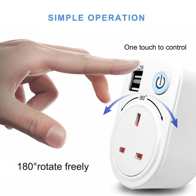5V 2.1A UK EU US Conversion Plug Charger Adapter Dual USB Charging Ports 1 AC Socket 180 Degree Rotating with Switch
5V 2.1A UK EU US Conversion Plug Charger Adapter Dual USB Charging Ports 1 AC Socket 180 Degree Rotating with Switch