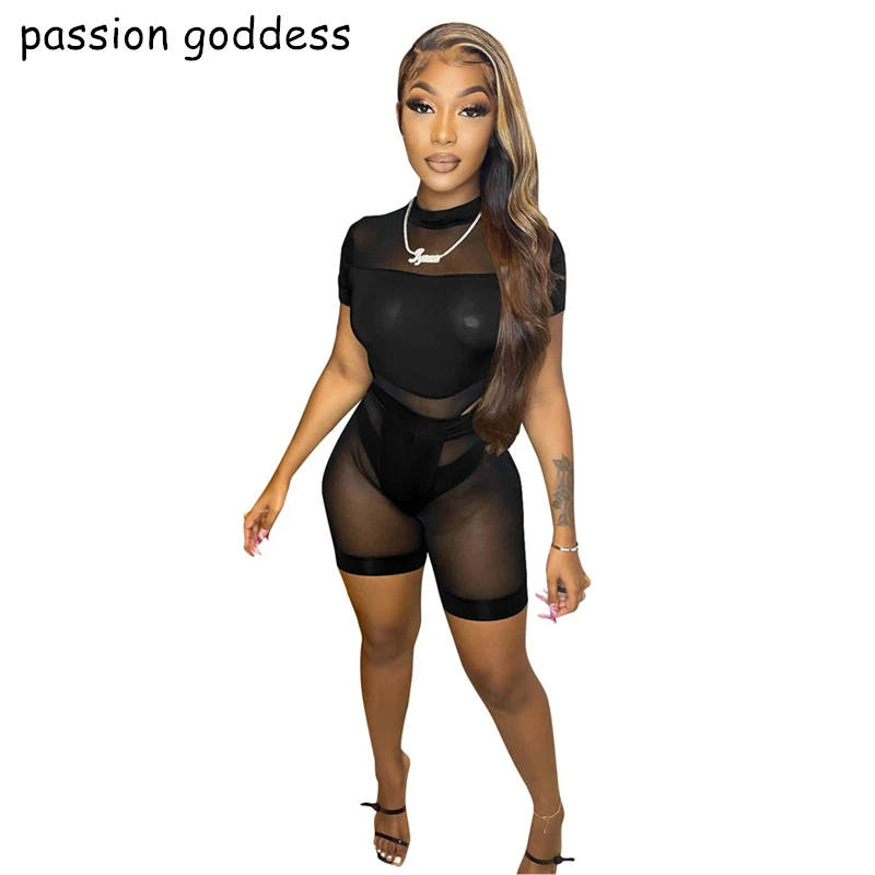 New Sexy See Through Mesh Two Piece Set Women Outfits Short Sleeve Skinny Bodysuit Top and Perspective Mesh Shorts Leggings Suit 
New Sexy See Through Mesh Two Piece Set Women Outfits Short Sleeve Skinny Bodysuit Top and Perspective Mesh Shorts Leggings Suit