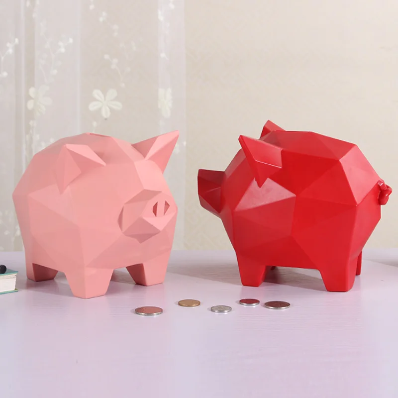 

Nordic children's coin savings piggy bank geometric pink piggy safe piggy bank home decoration accessories children piggy bank
