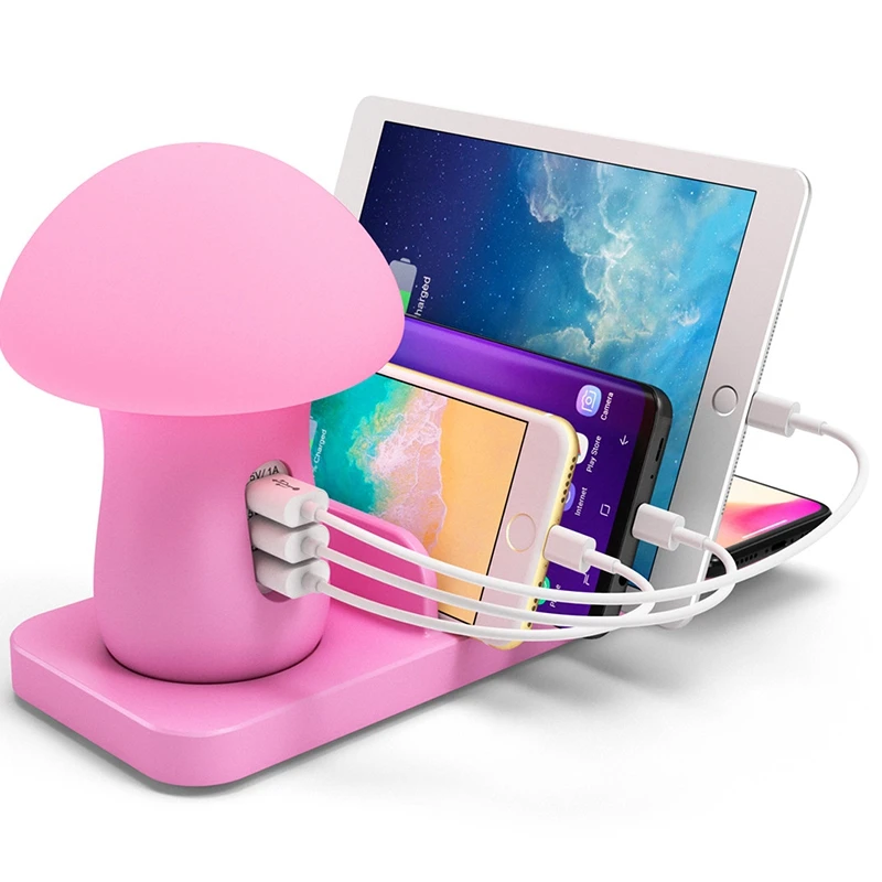 Mushroom Night LED Lamp Phone Tablet Charging Station USB Socket QC3.0 Wireless Fast Charger with 3 USB Charging Ports
Mushroom Night LED Lamp Phone Tablet Charging Station USB Socket QC3.0 Wireless Fast Charger with 3 USB Charging Ports