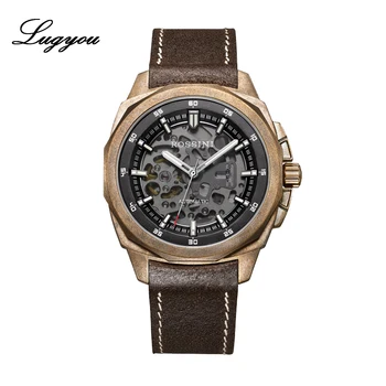 

Lugyou Rossini Medal Collection 2020 New Casual Men's Automatic Old Bronze Mechanical Wristwatch 5979 Sapphire Cow Leather