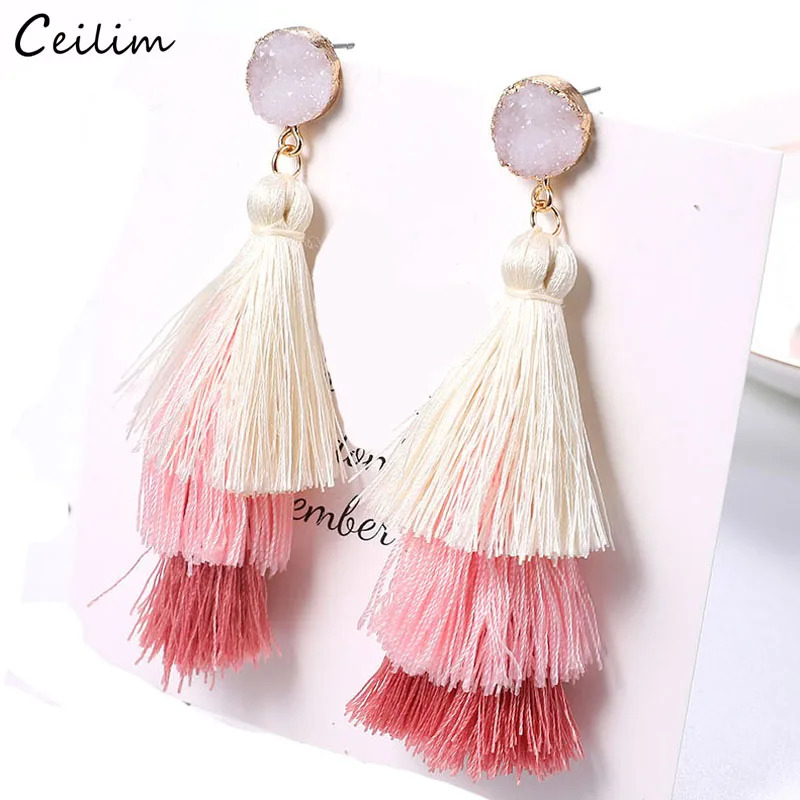 Multicolor Long Layered Tassel Earring Women Bohemian Pink White Resin Druzy Drop Earring 2019 Fashion Statement Wedding Jewelry
Multicolor Long Layered Tassel Earring Women Bohemian Pink White Resin Druzy Drop Earring 2019 Fashion Statement Wedding Jewelry