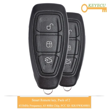 KEYECU 2PCS Smart Remote Control Car Key for Ford C-Max Focus Mondeo Kuga Fiesta B-Max, FOB 3 Buttons - 433MHz - 4D63 80Bit Chip
KEYECU 2PCS Smart Remote Control Car Key for Ford C-Max Focus Mondeo Kuga Fiesta B-Max, FOB 3 Buttons - 433MHz - 4D63 80Bit Chip