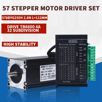 

57 stepper motor set 57BYG250H torque 2.8N.M long 112MM + driver TB6600 4A 32 subdivision for CNC Kit Engraving Milling Machine