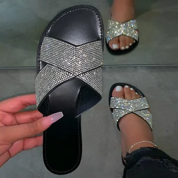 Women's Summer Slippers Ladies PU Leather Open Toe Crystal Non SlipFlat Shoes Woman Comfort Casual Fashion Slippers Female 2020
Women's Summer Slippers Ladies PU Leather Open Toe Crystal Non SlipFlat Shoes Woman Comfort Casual Fashion Slippers Female 2020