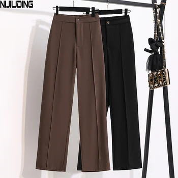 NIJIUDING Autumn Tight High Waist Loose Trousers for Women Pantalon Casual Drape Straight Wide Leg Split Female Long Pants 2020 
NIJIUDING Autumn Tight High Waist Loose Trousers for Women Pantalon Casual Drape Straight Wide Leg Split Female Long Pants 2020