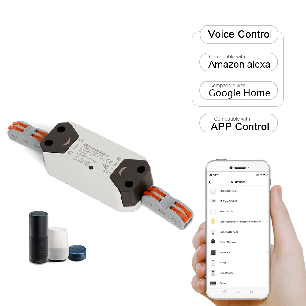 Smart Switch Wi-Fi Switch Wireless Voice/APP Control Compatible with Alexa Google DIY Home Automation Module 10A 90-250V
Smart Switch Wi-Fi Switch Wireless Voice/APP Control Compatible with Alexa Google DIY Home Automation Module 10A 90-250V