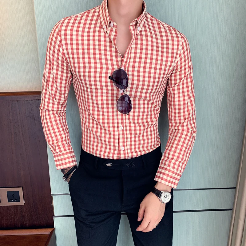 Red Checkered Clothes Mens Red Chequered Fashion Dress Shirts Men Slim Fit Long Sleeve Print Plaid British Vintage Mens Shirts
Red Checkered Clothes Mens Red Chequered Fashion Dress Shirts Men Slim Fit Long Sleeve Print Plaid British Vintage Mens Shirts