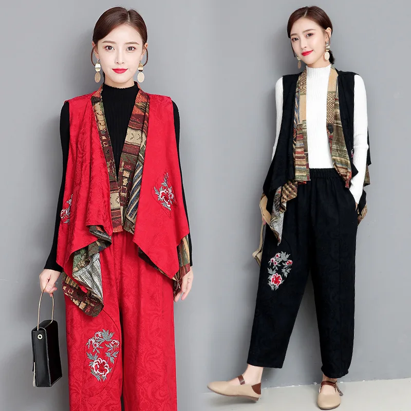 19 Autumn And Winter New Style Ethnic-Style Cotton Linen Dragon Design Jacquard Embroidery Set Tops + Pants Two-Piece Set WOMEN' 
19 Autumn And Winter New Style Ethnic-Style Cotton Linen Dragon Design Jacquard Embroidery Set Tops + Pants Two-Piece Set WOMEN'