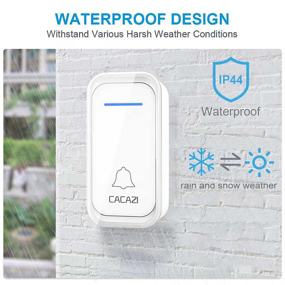 wireless doorbell with no battery LED Light Battery Powered Waterproof wireless smart doorbell Button & Receiver
wireless doorbell with no battery LED Light Battery Powered Waterproof wireless smart doorbell Button & Receiver