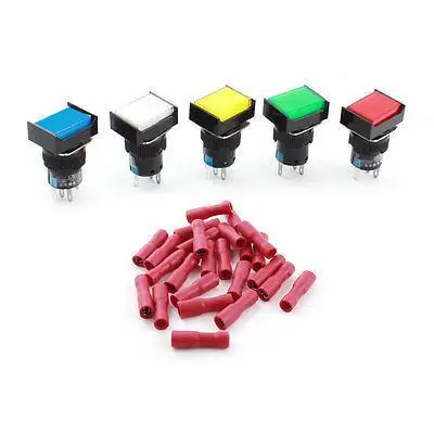 5Pcs AC220V Assorted Color Lamp SPDT Locking Pushbutton Switch 16mm w Connectors
5Pcs AC220V Assorted Color Lamp SPDT Locking Pushbutton Switch 16mm w Connectors