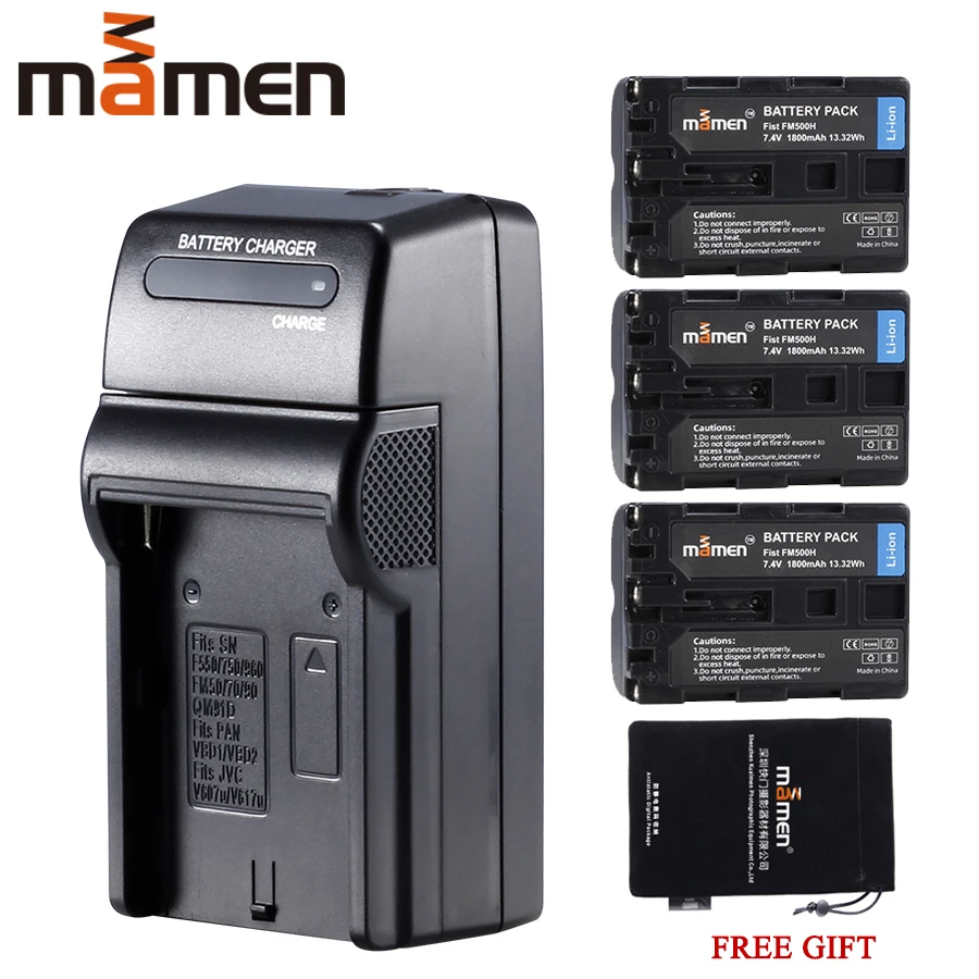 Mamen 3pcs NP-FM500H NP FM500H NPFM500H Digital Battery +Single Charger For Sony A57 A58 A65 A77 A99 A550 A560 A580 Battery Pack
Mamen 3pcs NP-FM500H NP FM500H NPFM500H Digital Battery +Single Charger For Sony A57 A58 A65 A77 A99 A550 A560 A580 Battery Pack