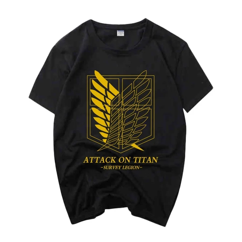 Фото High-Q унисекс футболка с аниме атака на Титанов Студенческая Повседневная