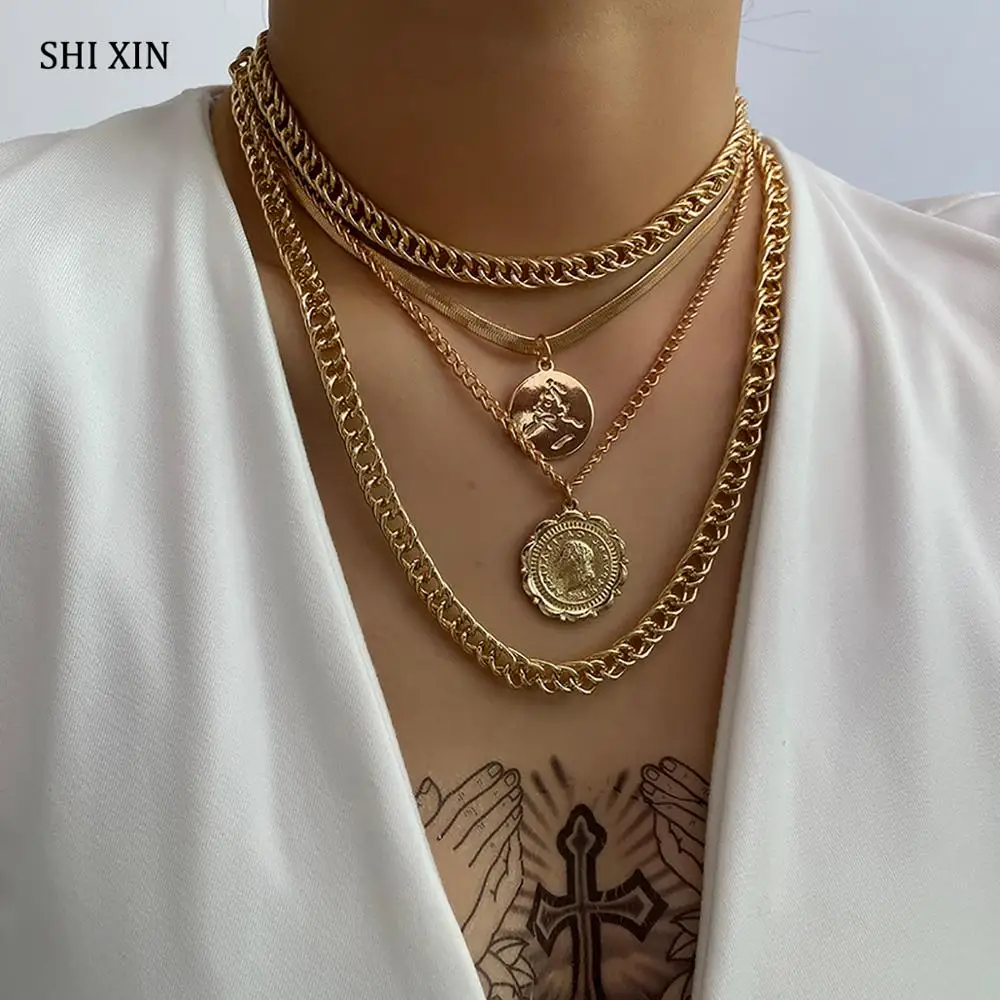 Женское массивное ожерелье-чокер SHIXIN ожерелье из кубинской цепи в стиле панк