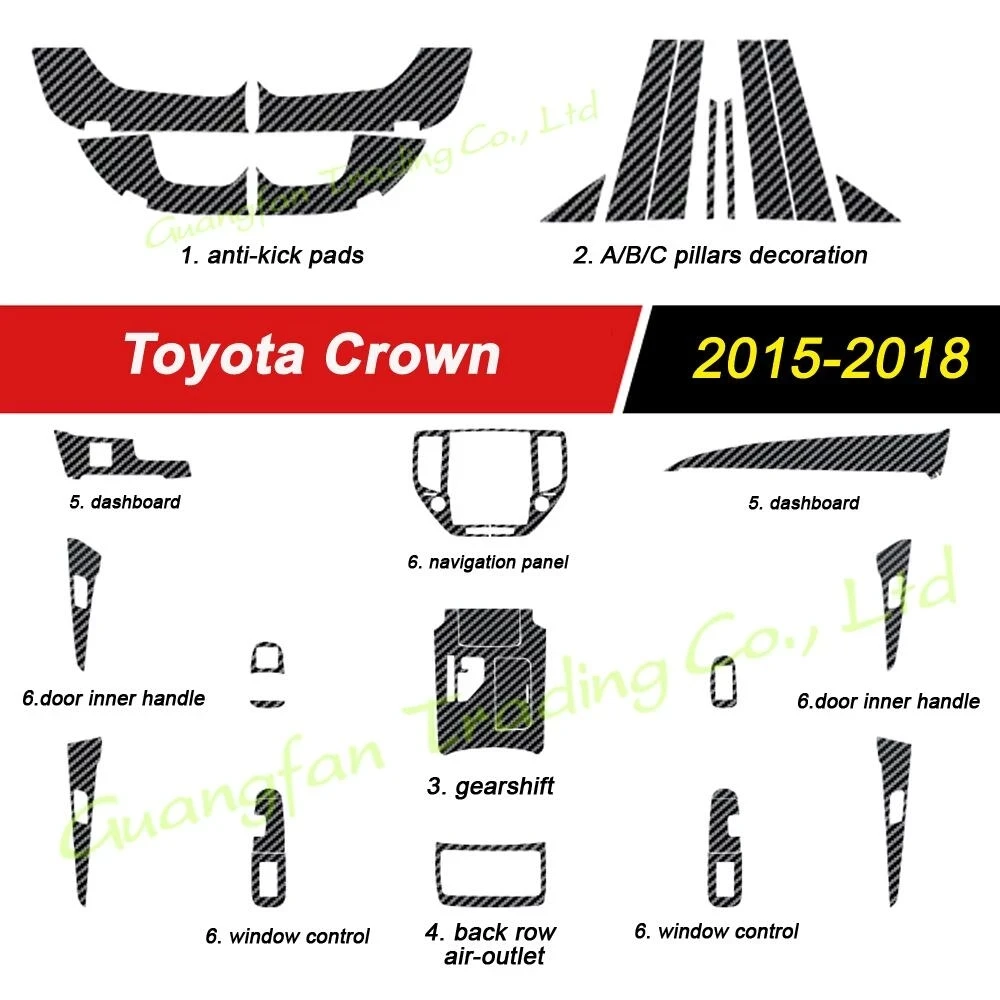 Для Toyota Crown Year 2015-2018 3D/5D внутренняя отделка автомобиля из углеродного волокна наклейка для интерьера декоративные аксессуары
Для Toyota Crown Year 2015-2018 3D/5D внутренняя отделка автомобиля из углеродного волокна наклейка для интерьера декоративные аксессуары