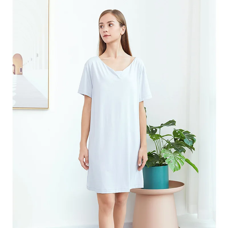 New Women's Nightwear Spring Summer Detachable Breast Pad Nightdress Modal Short Sleeve Nightgown V-neck Sleepwear Home Dress
New Women's Nightwear Spring Summer Detachable Breast Pad Nightdress Modal Short Sleeve Nightgown V-neck Sleepwear Home Dress