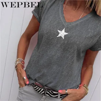WEPBEL Fashion New Summer Star Print V Neck Women T Shirt Short Sleeve Casual Ladies Top Shirt T-shirt
WEPBEL Fashion New Summer Star Print V Neck Women T Shirt Short Sleeve Casual Ladies Top Shirt T-shirt