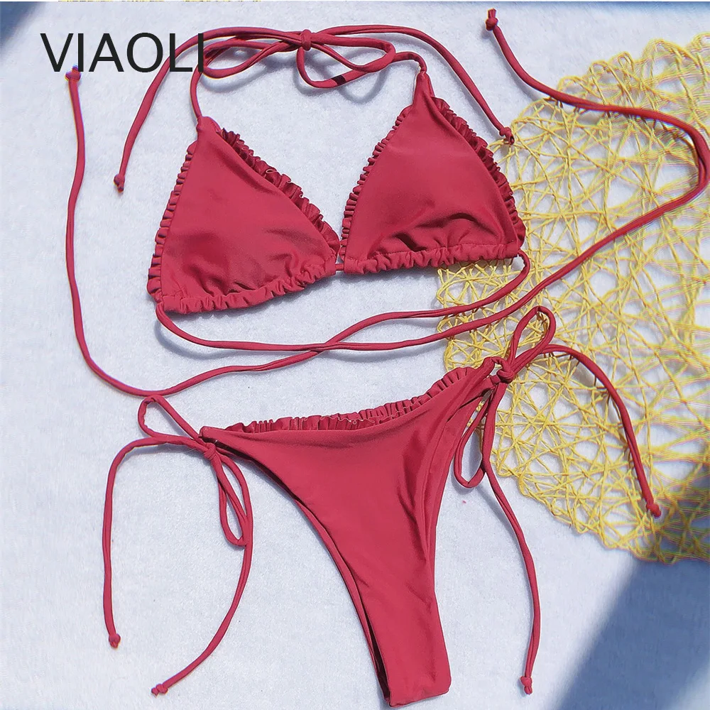 Bikini Set Women's Swimwear Set Summer Push Up Sexy Mini Bikini Solid Color Two Piece Swimsuit Female's Split Thong Beachwear
Bikini Set Women's Swimwear Set Summer Push Up Sexy Mini Bikini Solid Color Two Piece Swimsuit Female's Split Thong Beachwear