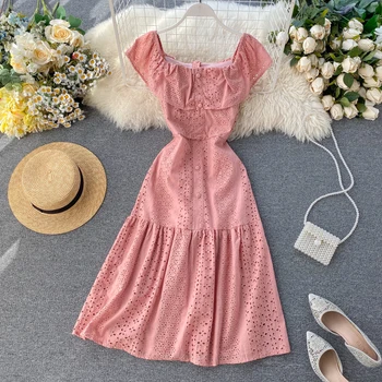 Summer Dress Women 2020 Holiday Chic Sweet Slash Neck Hollow Dresses Womens Solid Color Sexy Elegant Dress White
Summer Dress Women 2020 Holiday Chic Sweet Slash Neck Hollow Dresses Womens Solid Color Sexy Elegant Dress White