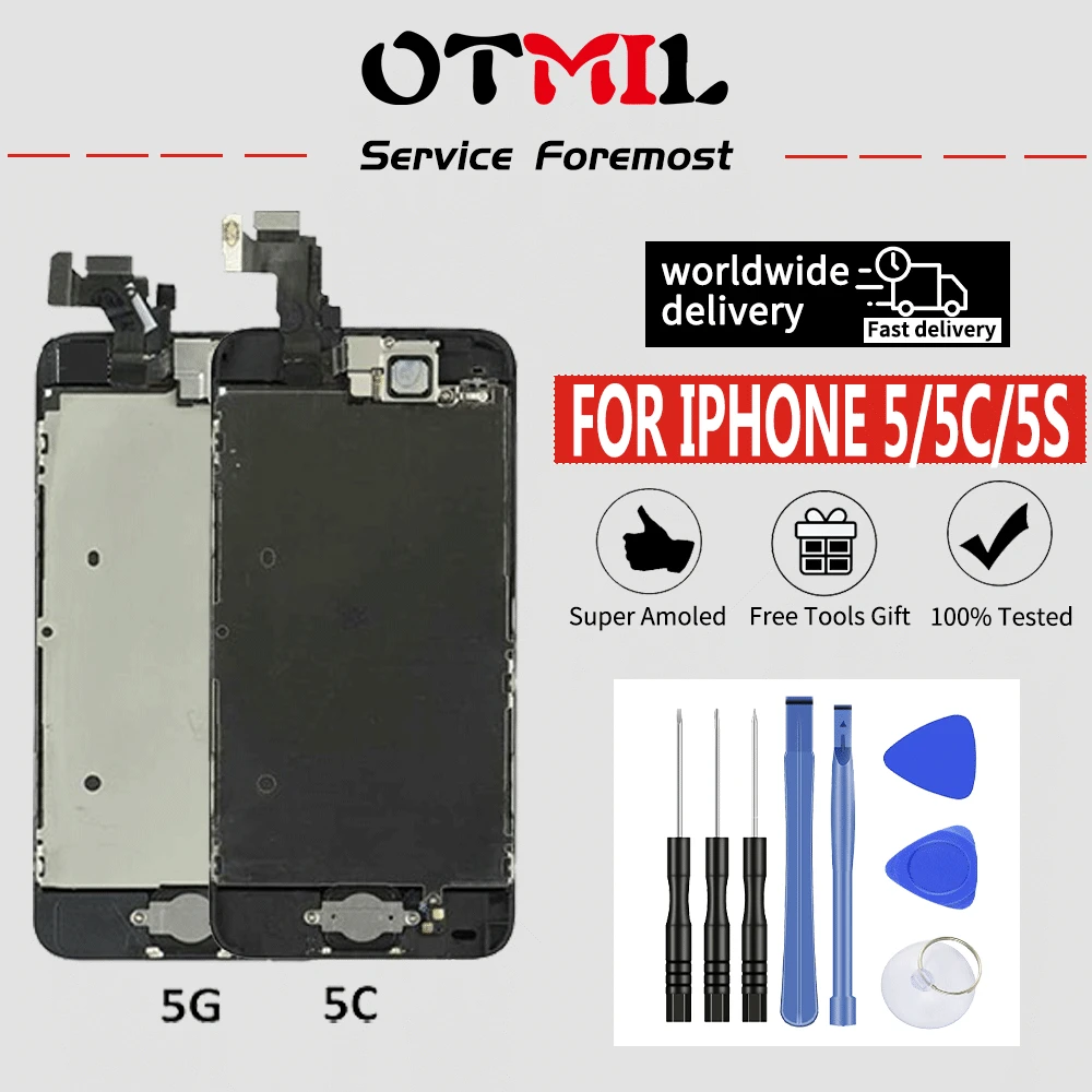 Full Assembly For iPhone 5 5C 5S OTMIL Pantalla LCD Display Touch Screen Digitizer Full Set LCD Replacement+Home Button+Camera
Full Assembly For iPhone 5 5C 5S OTMIL Pantalla LCD Display Touch Screen Digitizer Full Set LCD Replacement+Home Button+Camera