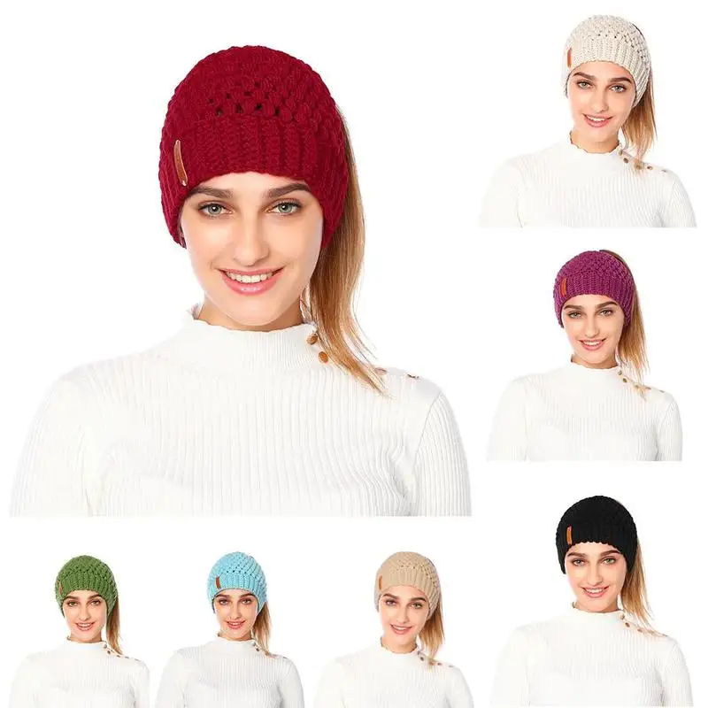 Women Beanie Ponytail Hat Solid Color Knit Cap Autumn Winter Warm Bun Knitted Cap Skull Stretchy Womens Bonnets Beanie Hat
Women Beanie Ponytail Hat Solid Color Knit Cap Autumn Winter Warm Bun Knitted Cap Skull Stretchy Womens Bonnets Beanie Hat