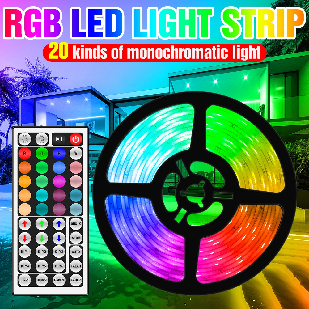 5050 SMD Strip Light LED RGB Adapter DC 12V Flexible Tape USB Remote Control 5M 10M 15M 20M Lamp Strip Waterproof Ribbon Light
5050 SMD Strip Light LED RGB Adapter DC 12V Flexible Tape USB Remote Control 5M 10M 15M 20M Lamp Strip Waterproof Ribbon Light