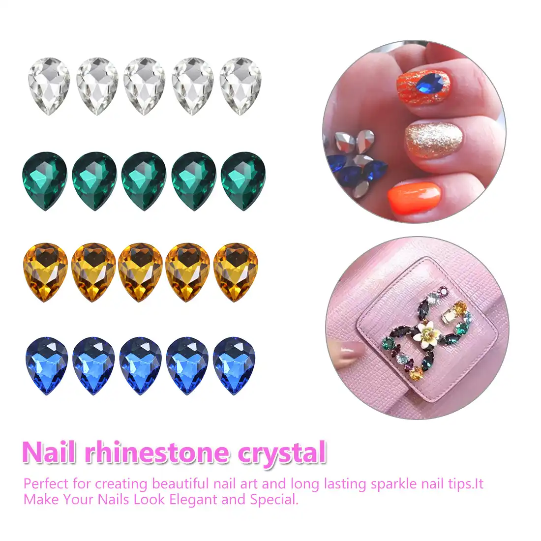 3d water drop stones nail art decoration 10pcs glass crystal